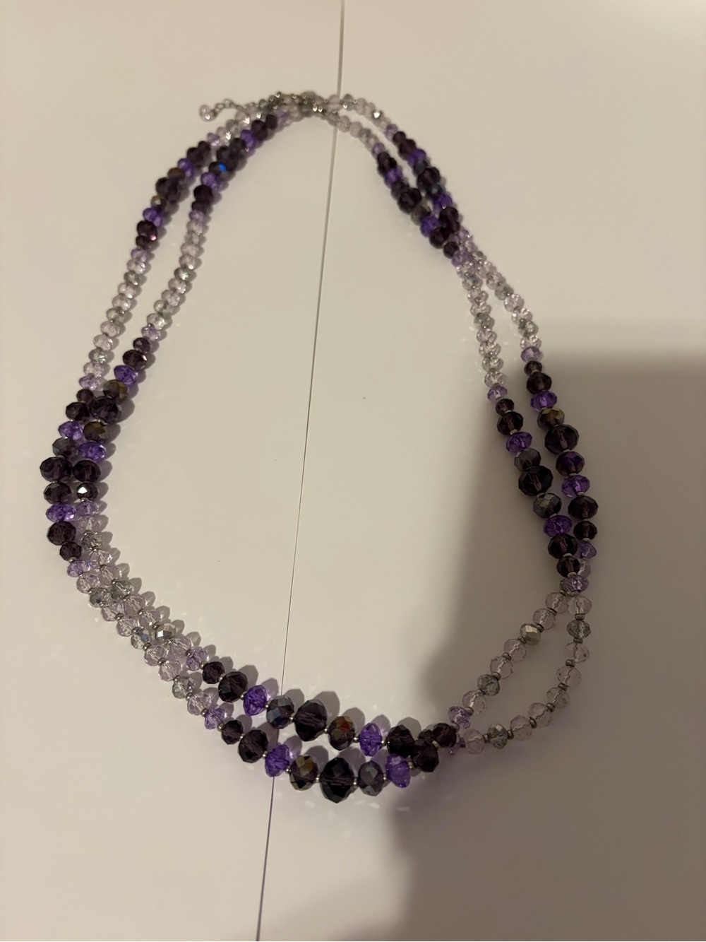 White House Black Market Three-Strand Purple Crystal Necklace
